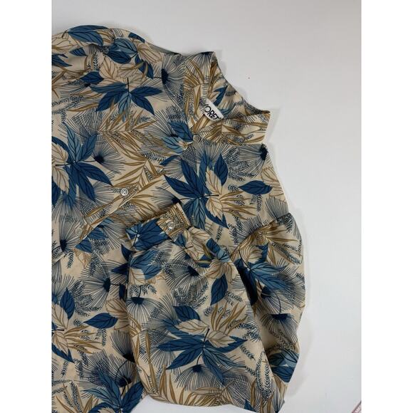 Vintage 80s Koret Blue‎ Floral Button-Up Long-Sleeve Blouse - Picture 2 of 11